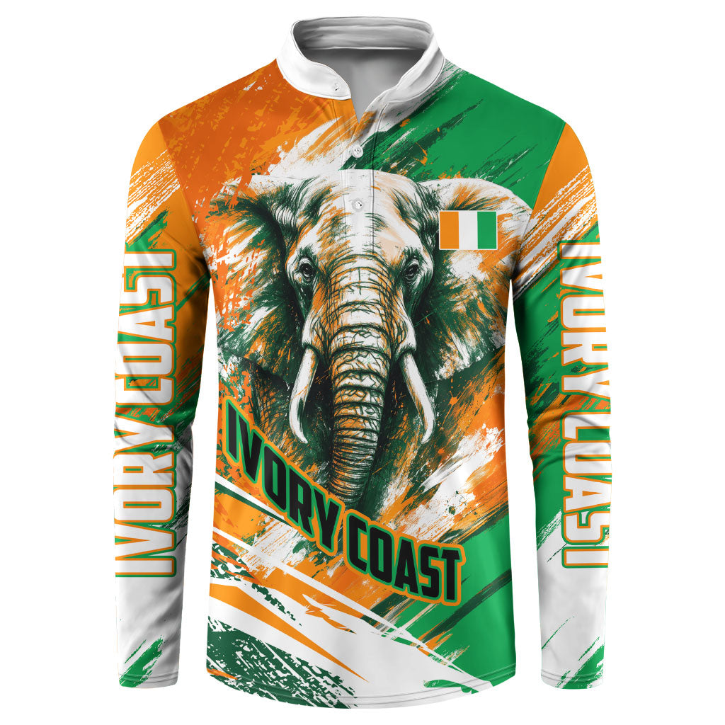 Personalized Ivory Coast Football Button Sweatshirt Elephant Football Splatter Art