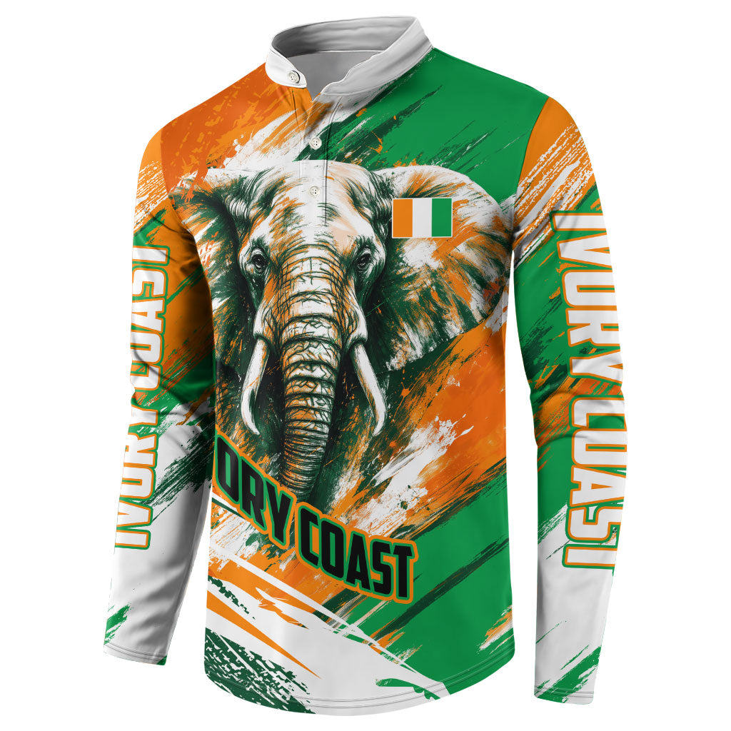 Personalized Ivory Coast Football Button Sweatshirt Elephant Football Splatter Art