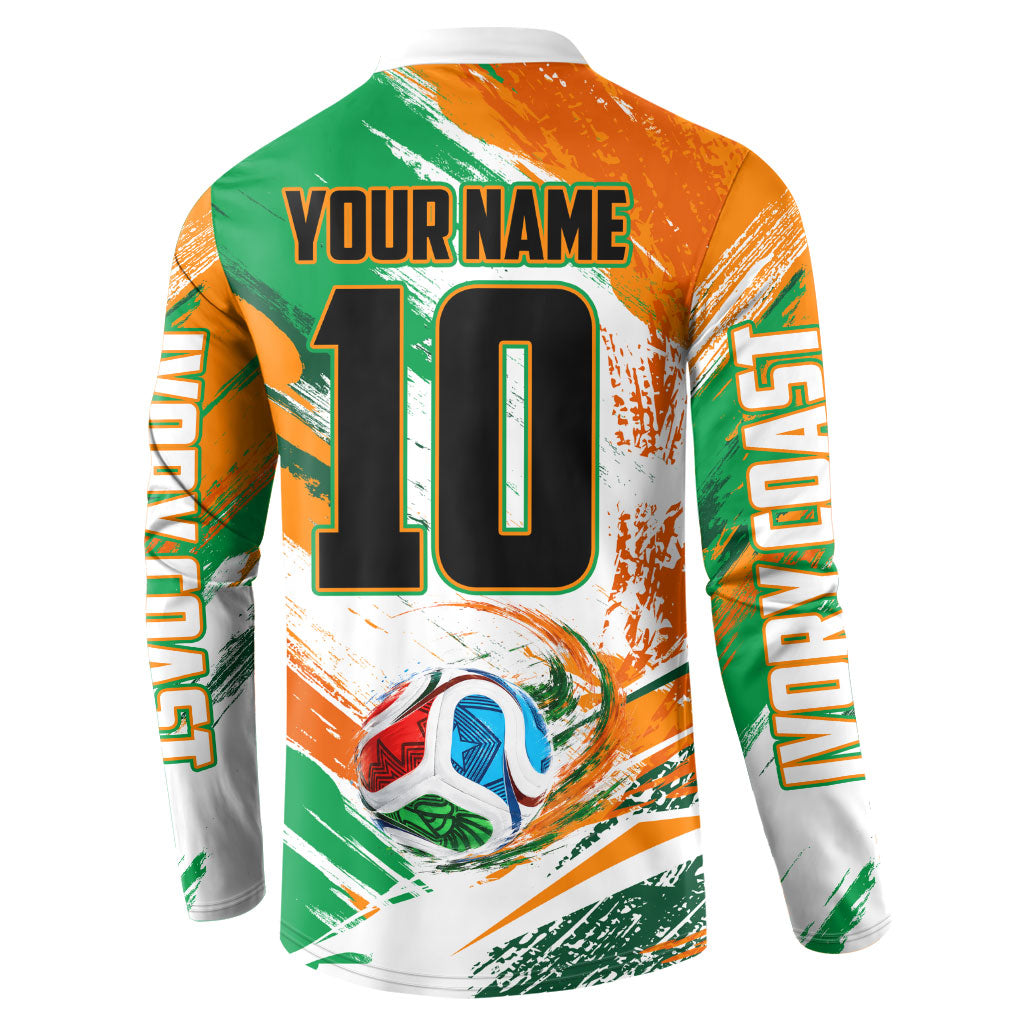 Personalized Ivory Coast Football Button Sweatshirt Elephant Football Splatter Art
