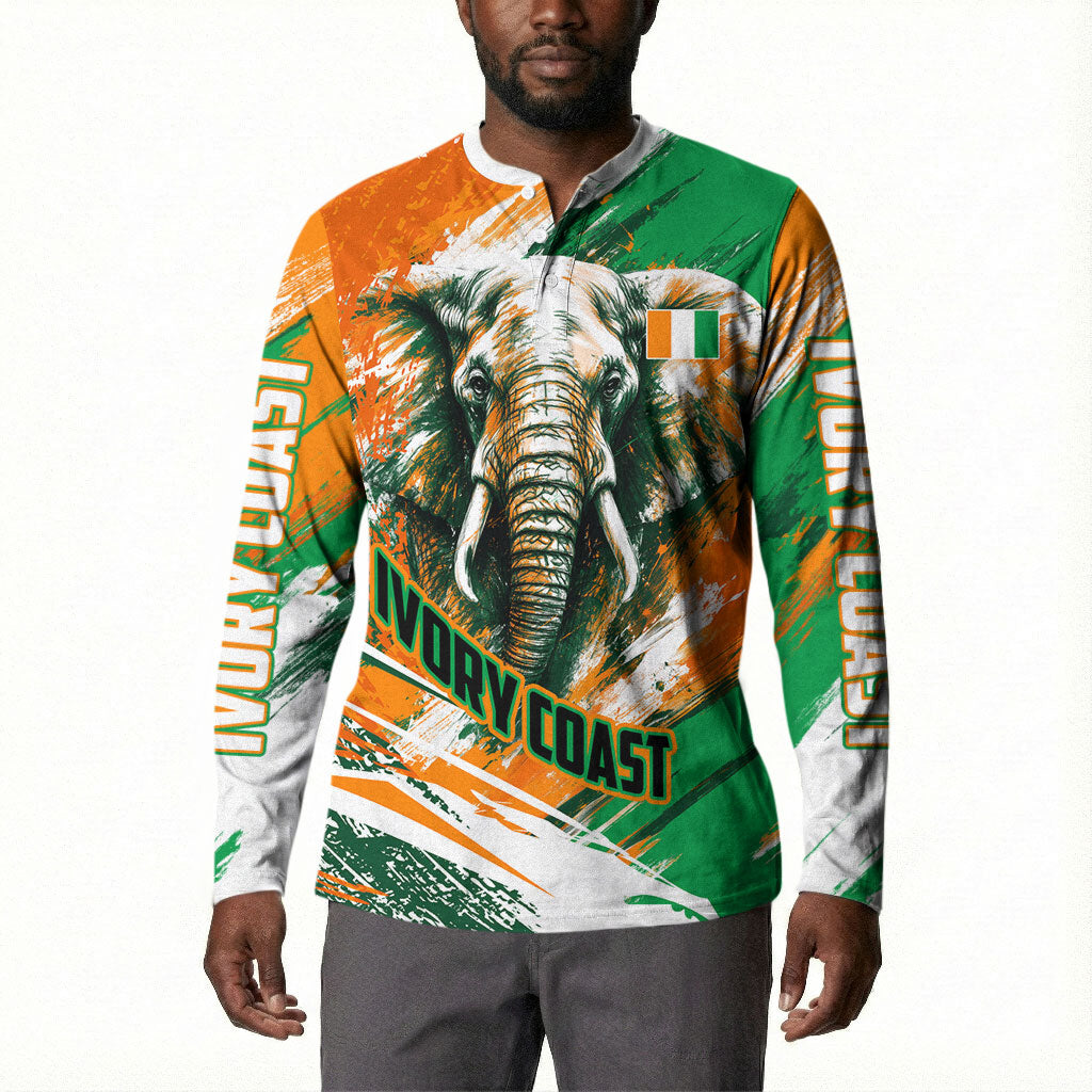Personalized Ivory Coast Football Button Sweatshirt Elephant Football Splatter Art