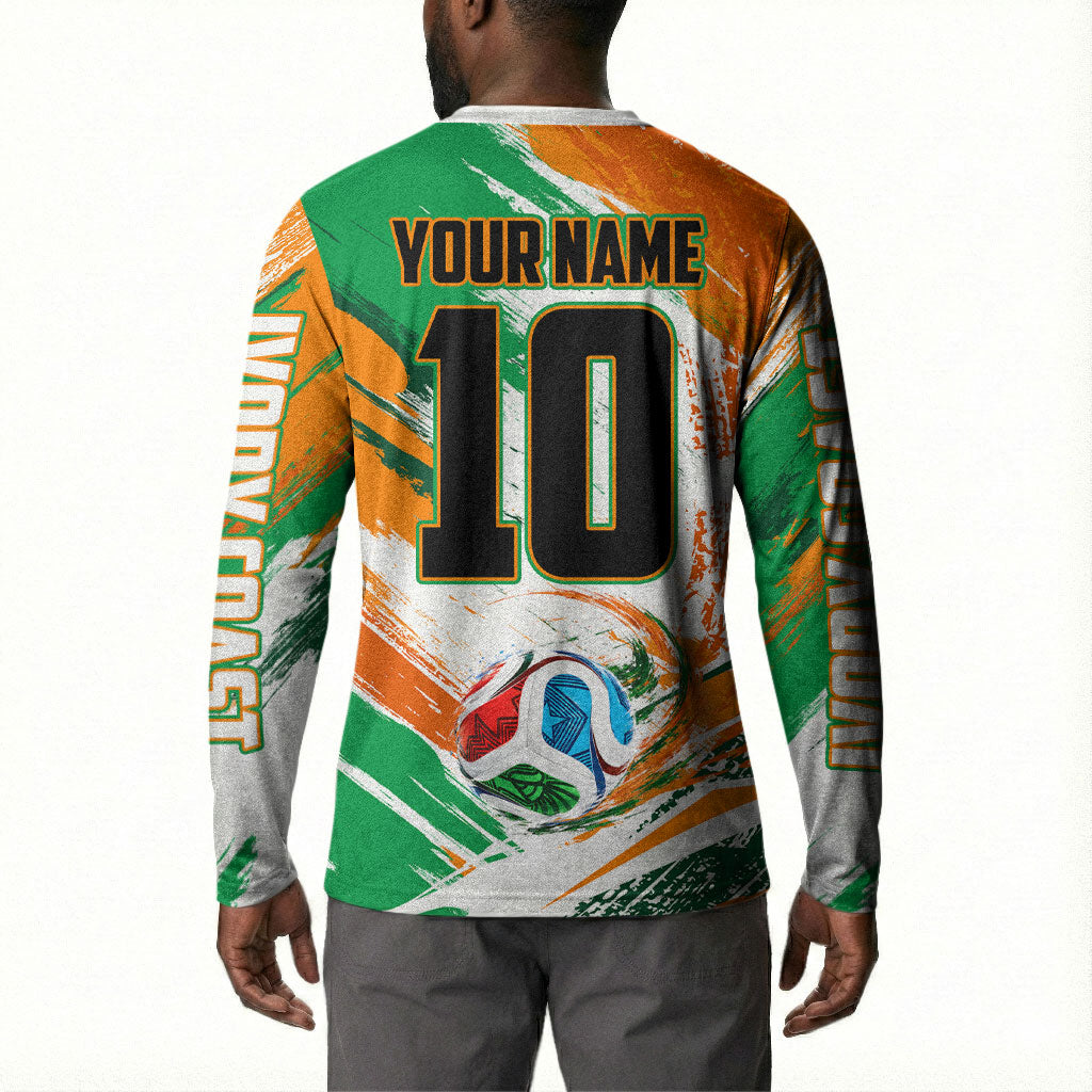 Personalized Ivory Coast Football Button Sweatshirt Elephant Football Splatter Art