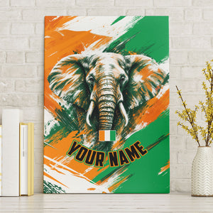 Personalized Ivory Coast Football Canvas Wall Art Elephant Football Splatter Art