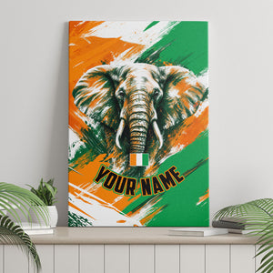 Personalized Ivory Coast Football Canvas Wall Art Elephant Football Splatter Art