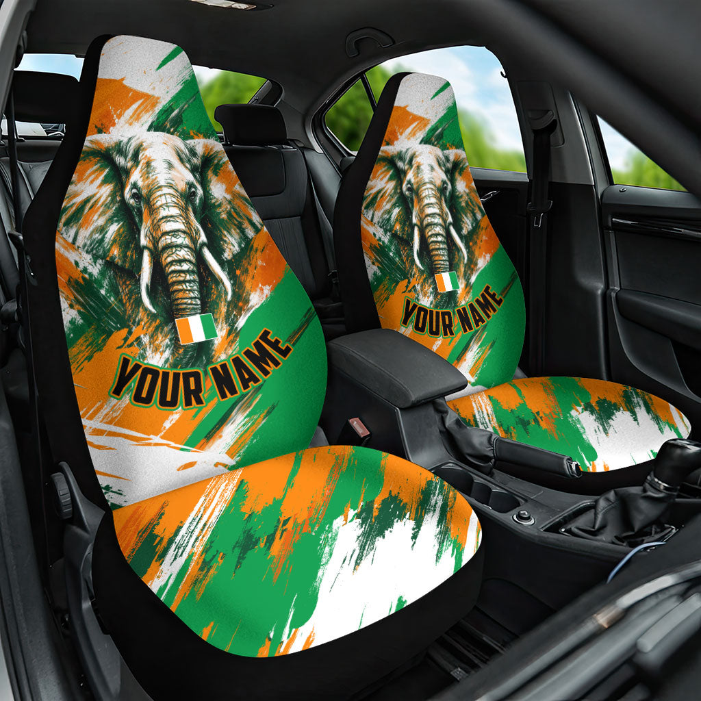 Personalized Ivory Coast Football Car Seat Cover Elephant Football Splatter Art