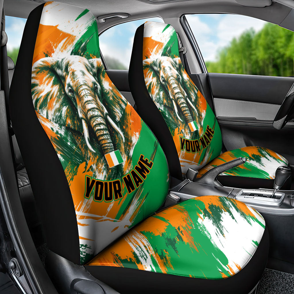 Personalized Ivory Coast Football Car Seat Cover Elephant Football Splatter Art