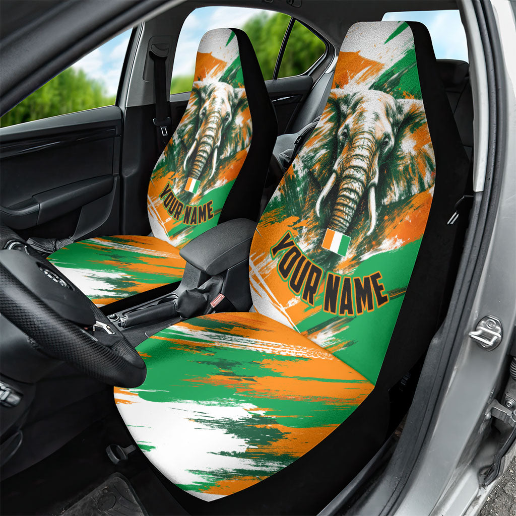 Personalized Ivory Coast Football Car Seat Cover Elephant Football Splatter Art