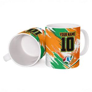 Personalized Ivory Coast Football Ceramic Mug Elephant Football Splatter Art