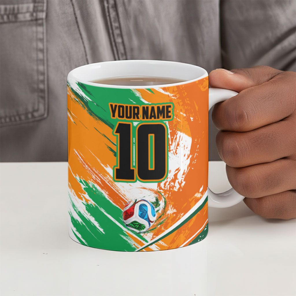 Personalized Ivory Coast Football Ceramic Mug Elephant Football Splatter Art