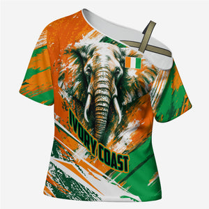 Personalized Ivory Coast Football Cross Shoulder Shirt Elephant Football Splatter Art