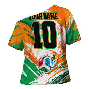 Personalized Ivory Coast Football Cross Shoulder Shirt Elephant Football Splatter Art