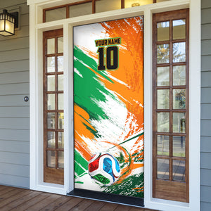 Personalized Ivory Coast Football Door Cover Elephant Football Splatter Art