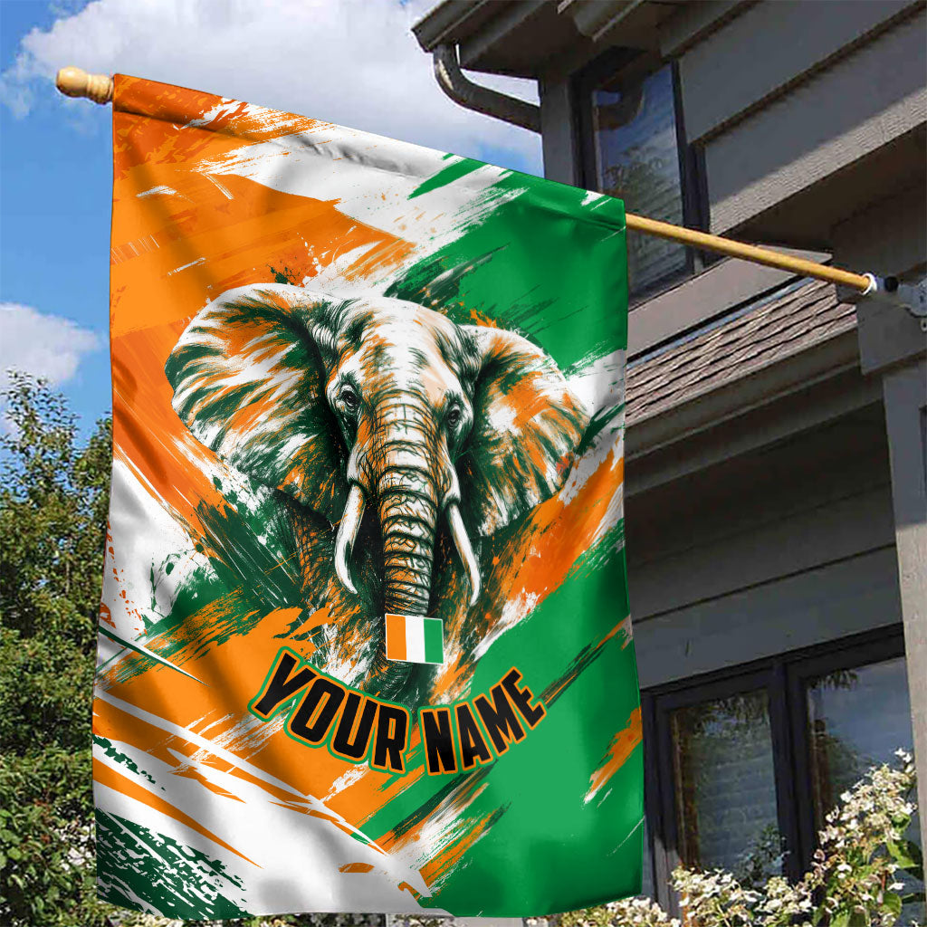 Personalized Ivory Coast Football Garden Flag Elephant Football Splatter Art