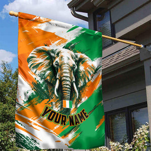 Personalized Ivory Coast Football Garden Flag Elephant Football Splatter Art