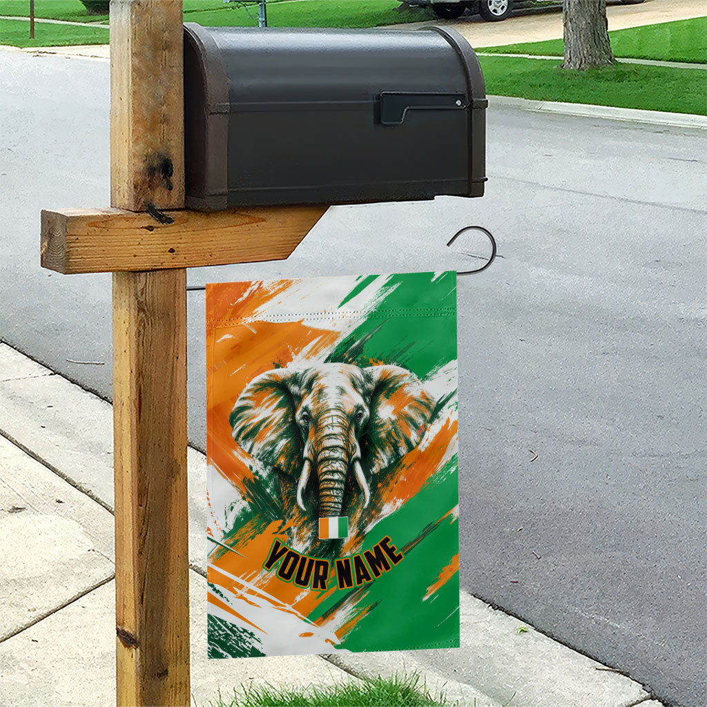 Personalized Ivory Coast Football Garden Flag Elephant Football Splatter Art