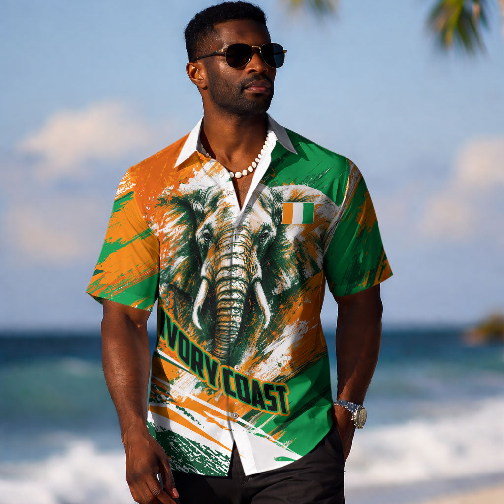 Personalized Ivory Coast Football Hawaiian Shirt Elephant Football Splatter Art
