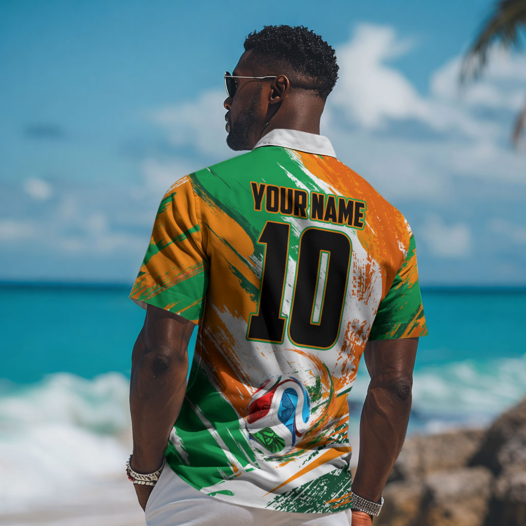 Personalized Ivory Coast Football Hawaiian Shirt Elephant Football Splatter Art