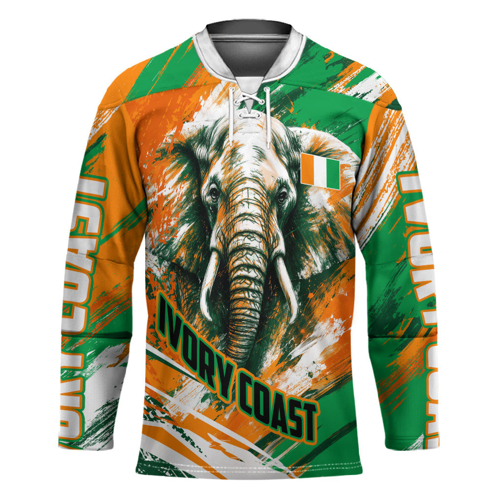 Personalized Ivory Coast Football Hockey Jersey Elephant Football Splatter Art
