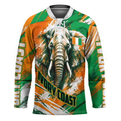 Personalized Ivory Coast Football Hockey Jersey Elephant Football Splatter Art