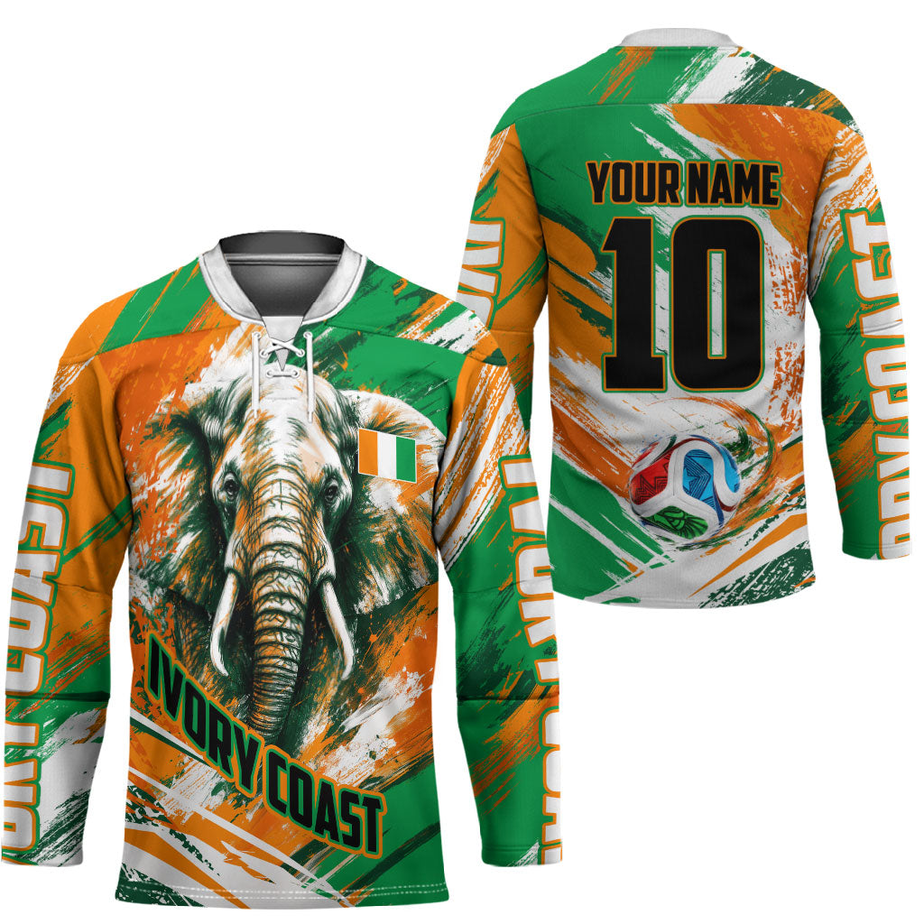 Personalized Ivory Coast Football Hockey Jersey Elephant Football Splatter Art