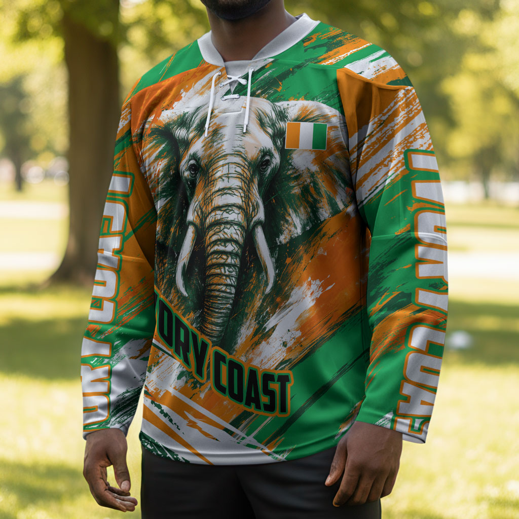 Personalized Ivory Coast Football Hockey Jersey Elephant Football Splatter Art