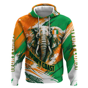 Personalized Ivory Coast Football Hoodie Elephant Football Splatter Art