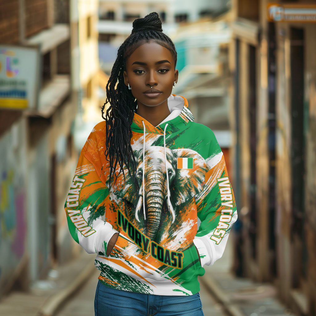 Personalized Ivory Coast Football Hoodie Elephant Football Splatter Art