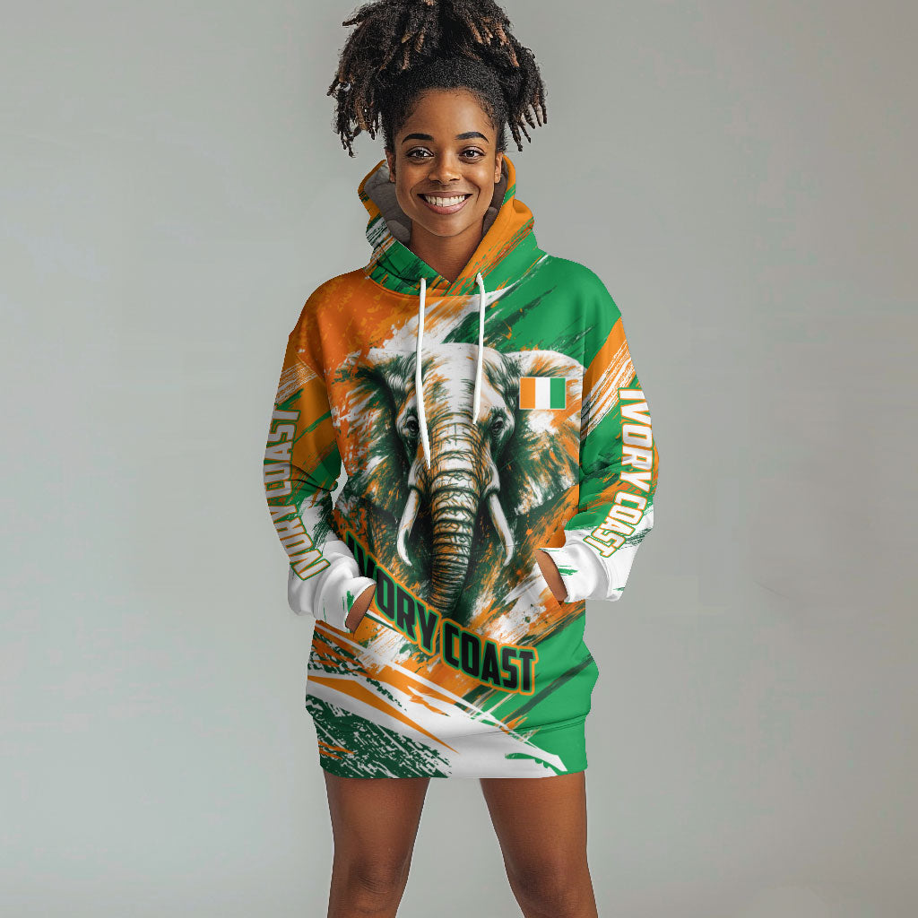 Personalized Ivory Coast Football Hoodie Dress Elephant Football Splatter Art