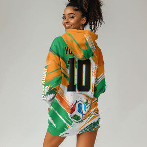 Personalized Ivory Coast Football Hoodie Dress Elephant Football Splatter Art