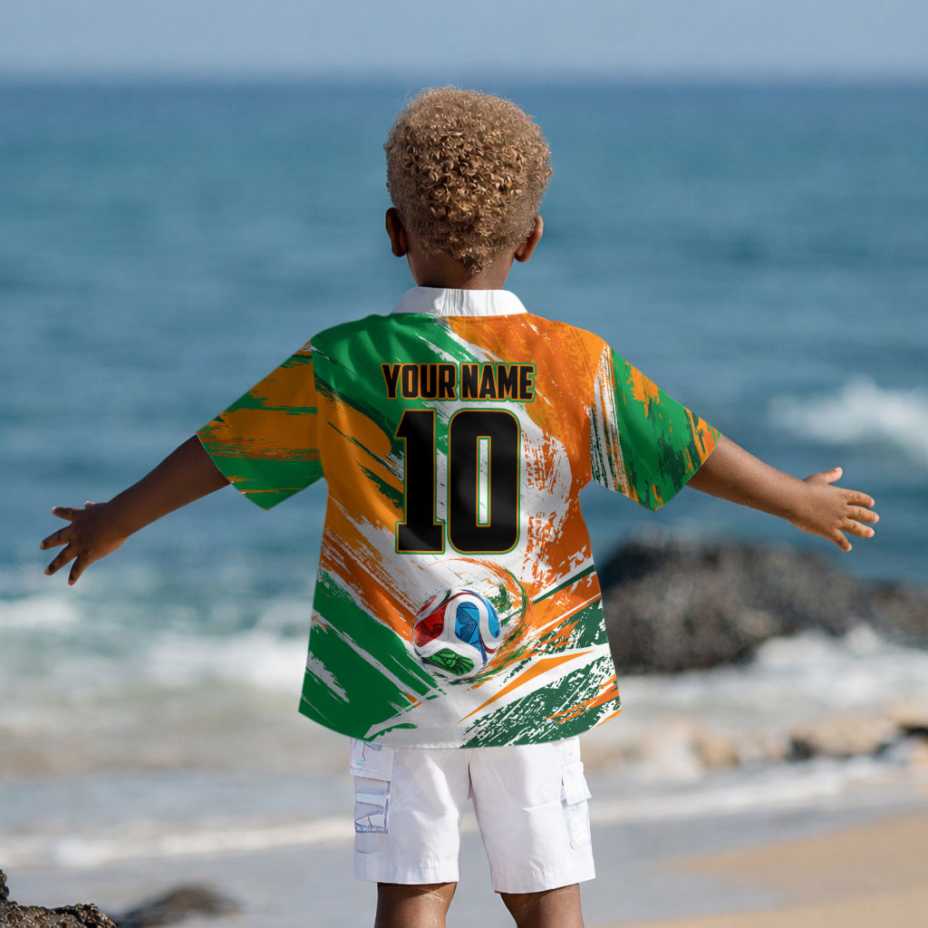 Personalized Ivory Coast Football Kid Hawaiian Shirt Elephant Football Splatter Art
