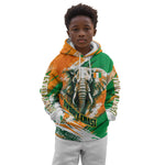 Personalized Ivory Coast Football Kid Hoodie Elephant Football Splatter Art