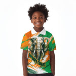 Personalized Ivory Coast Football Kid Polo Shirt Elephant Football Splatter Art