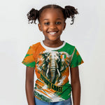Personalized Ivory Coast Football Kid T shirt Elephant Football Splatter Art