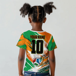 Personalized Ivory Coast Football Kid T shirt Elephant Football Splatter Art