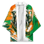 Personalized Ivory Coast Football Kimono Elephant Football Splatter Art