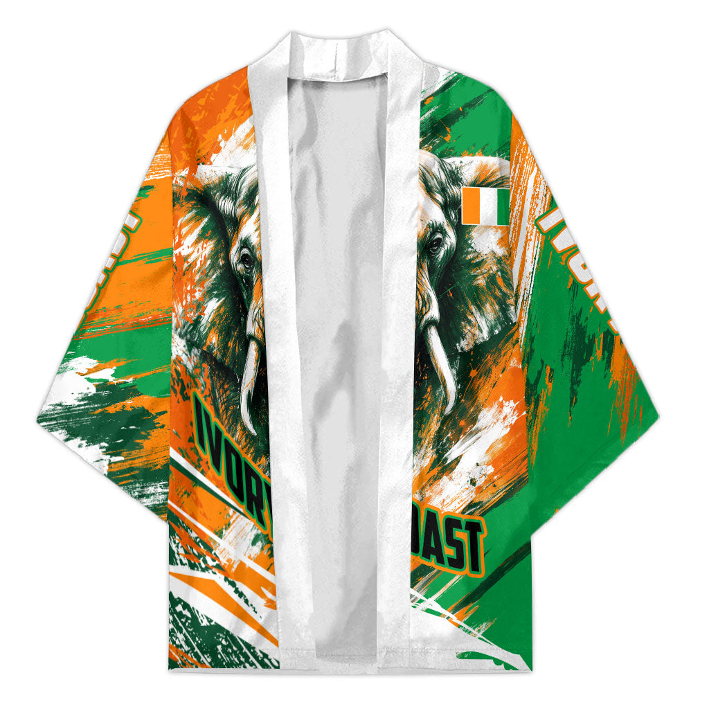 Personalized Ivory Coast Football Kimono Elephant Football Splatter Art