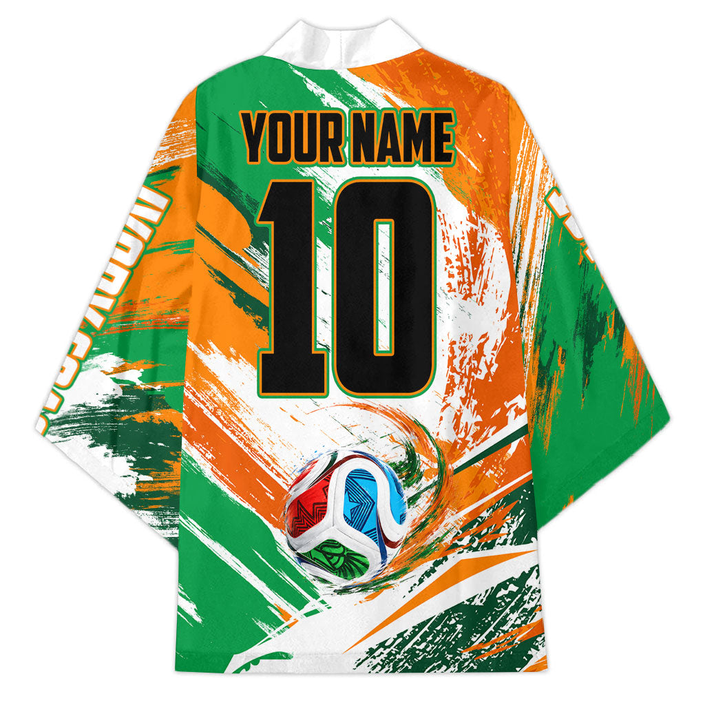Personalized Ivory Coast Football Kimono Elephant Football Splatter Art