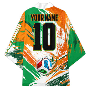 Personalized Ivory Coast Football Kimono Elephant Football Splatter Art