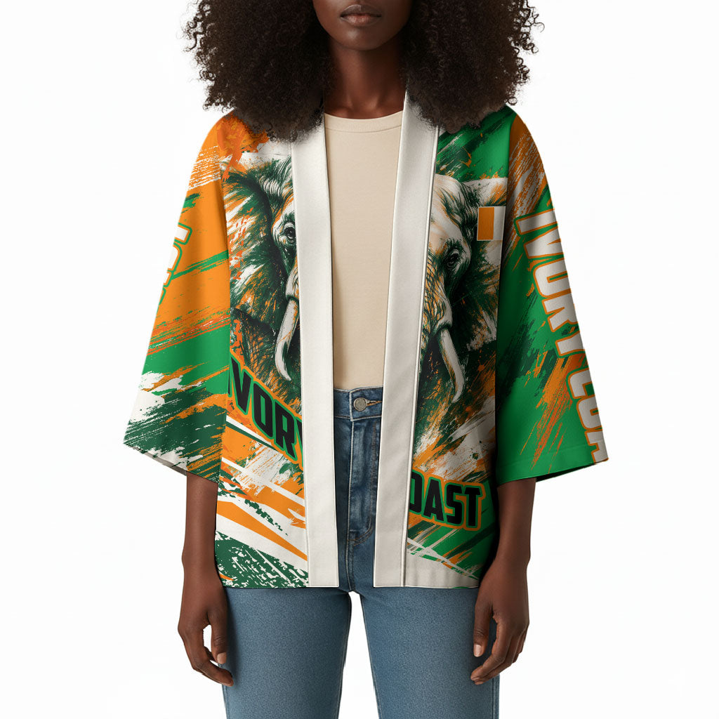 Personalized Ivory Coast Football Kimono Elephant Football Splatter Art
