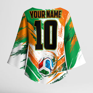 Personalized Ivory Coast Football Kimono Sleeve Blouse Elephant Football Splatter Art