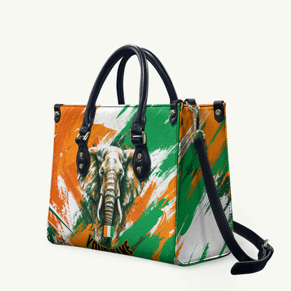 Personalized Ivory Coast Football Leather Bag Elephant Football Splatter Art