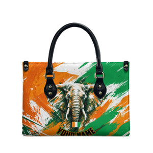 Personalized Ivory Coast Football Leather Bag Elephant Football Splatter Art