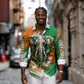 Personalized Ivory Coast Football Long Sleeve Button Shirt Elephant Football Splatter Art
