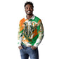 Personalized Ivory Coast Football Long Sleeve Polo Shirt Elephant Football Splatter Art