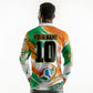 Personalized Ivory Coast Football Long Sleeve Polo Shirt Elephant Football Splatter Art