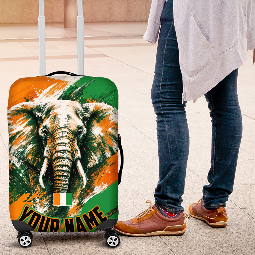 Personalized Ivory Coast Football Luggage Cover Elephant Football Splatter Art