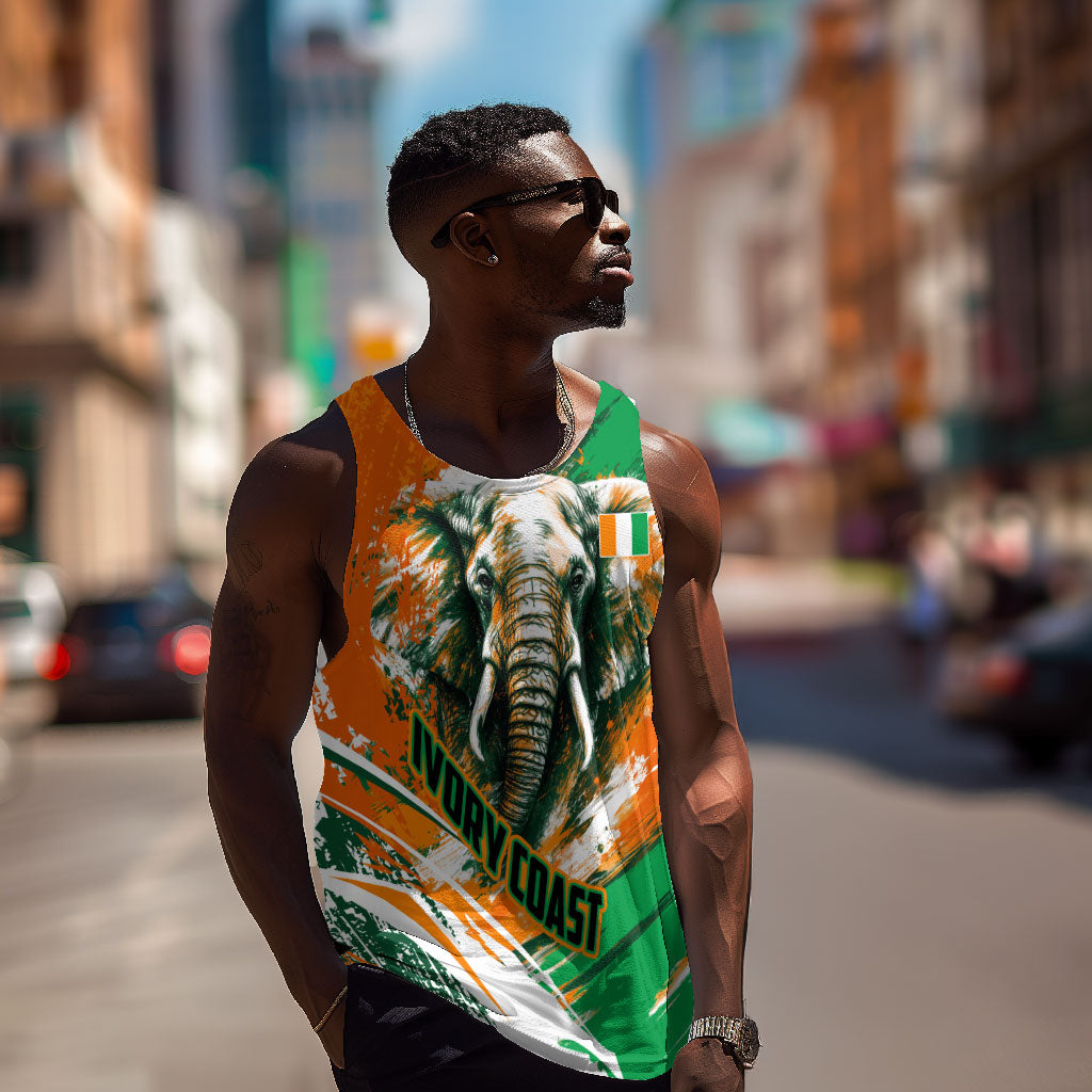 Personalized Ivory Coast Football Men Tank Top Elephant Football Splatter Art