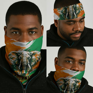Personalized Ivory Coast Football Neck Gaiter Elephant Football Splatter Art