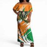Personalized Ivory Coast Football Off Shoulder Maxi Dress Elephant Football Splatter Art