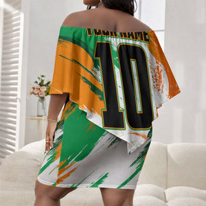 Personalized Ivory Coast Football Off Shoulder Short Dress Elephant Football Splatter Art