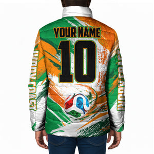 Personalized Ivory Coast Football Padded Jacket Elephant Football Splatter Art